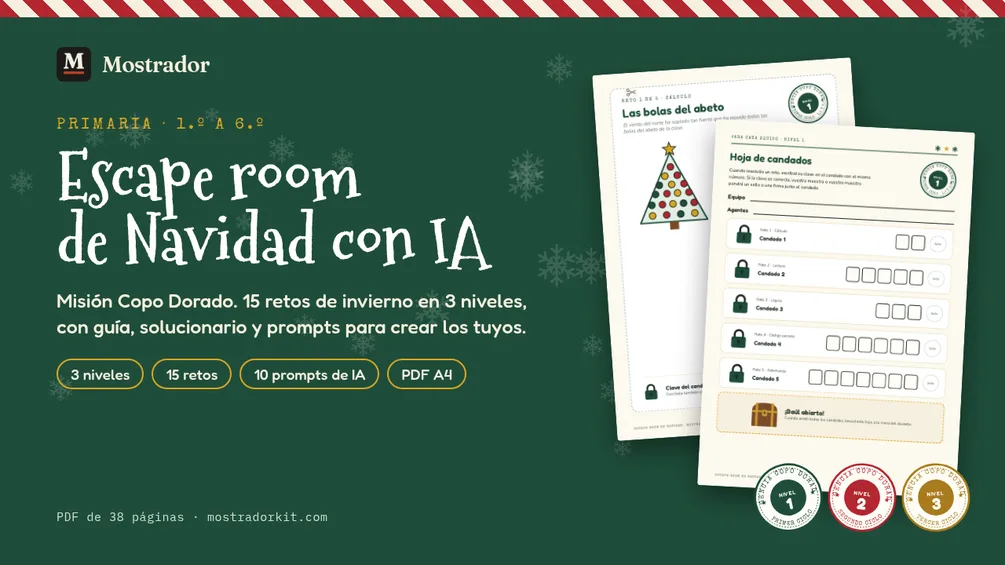 Portada de Escape room de Navidad para Primaria con IA